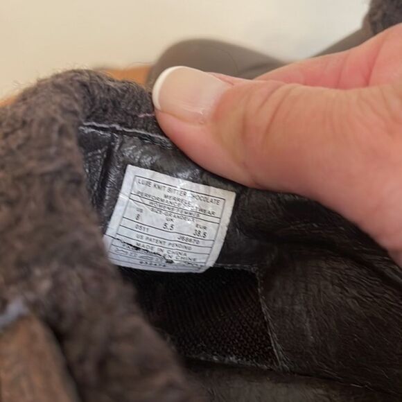 Merrell Luxe Knit Collar Brown‎ Leather Studded 2" Clogs - size 8 - Picture 6 of 11